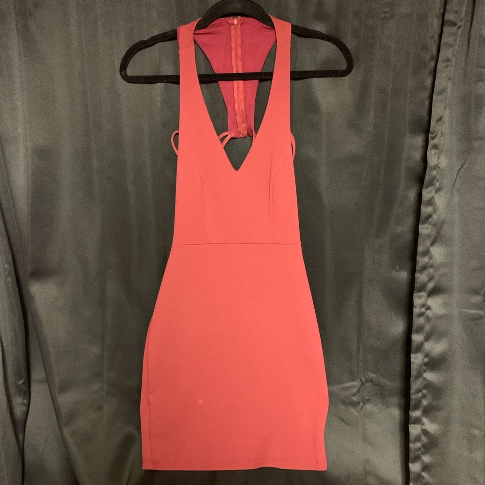 Burgundy straps back dress